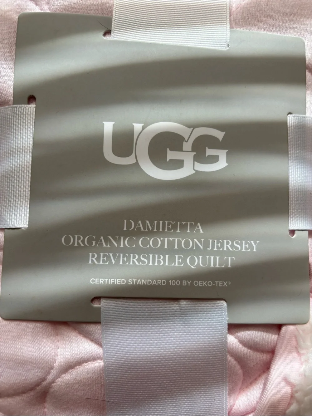 UGG Damietta Organic Cotton Jersey Reversible Baby Quilt - Light Pink